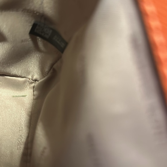 Michael Kors Leather Crossbody Bag With Handles Top Zipper Closure Orange White - Picture 10 of 16